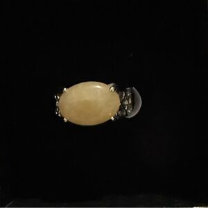 Silver Tone Oval Yellow Cabochon Statement Ring NWT